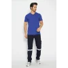 T-shirt V Yaka Kısakol %100 Pamuk Cepli Sax Mavi
