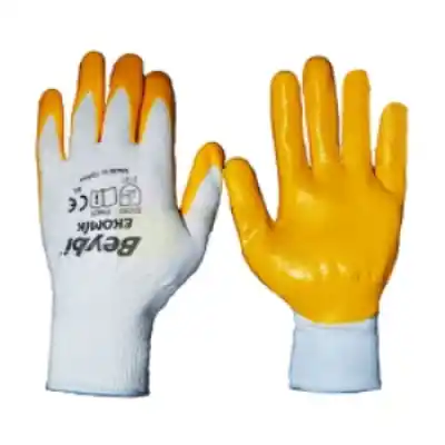 Beybi Nitril Eldiven Sarı-Beyaz 10 Ekonomik