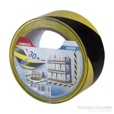 Geko Yer İşaretleme Ve İkaz Bantı Pvc Sarı/Siyah 50Mmx30m Sıcur