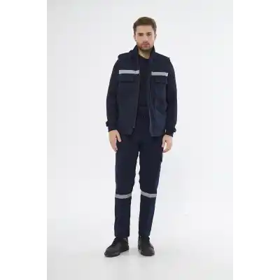 İş Takımı 7/7 Gabardin %100 Pamuk Kapitoneli Reflektörlü Kışlık