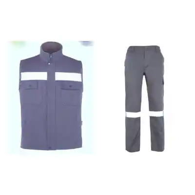 İş Takımı 7/7 Gabardin Gri %100 Pamuk Kapitoneli Reflektörlü Kışlık