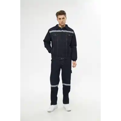 İş Takımı Kot Taşlanmış %100 Pamuk Kapitoneli Reflektörlü Kışlık