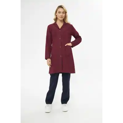 Mervem Bayan Bordo İş Önlüğü Alpaka