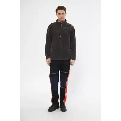 Mervem Gri Tam Fermuarlı 3 Cepli Polar