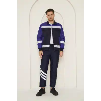 Mervem Saks Mavi Robalı Lacivert Soğuk Hava Mont Pantolon Takımı Su Ve Rüzgar İticili