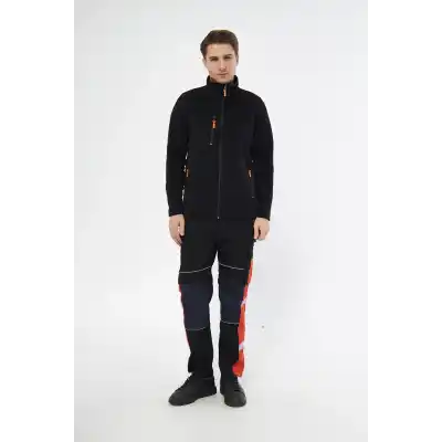 Mervem Siyah Tam Fermuarlı 3 Cepli Polar