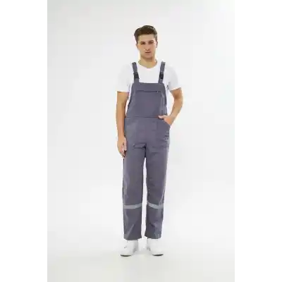 Orange Safety Bahçıvan İş Tulumu Reflektörlü %100 Pamuk Gri