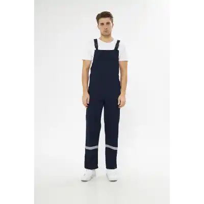 Orange Safety Bahçıvan İş Tulumu Reflektörlü %100 Pamuk Lacivert