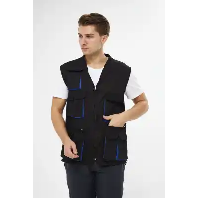 Orange Safety Çok Cepli Lacivert Yelek