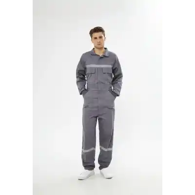 Orange Safety Gri Bütün  İş Tulumu 12/16 Gabardin