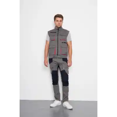 Orange Safety Gri Takım Berlin Harman Karışımı Yelek + Pantolon