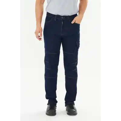 Orange Safety İş Pantolonu Kot Mavi Reflektörlü Kargo Cepli