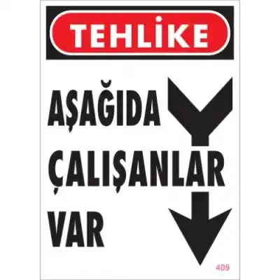 Pvc Levha Aşagıda Çalışanlar Var 25X35 Cm