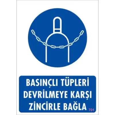 Pvc Levha Basınçlı Tüpleri Devrilmeye Karşı Zincirle Bağla 25X35 Cm