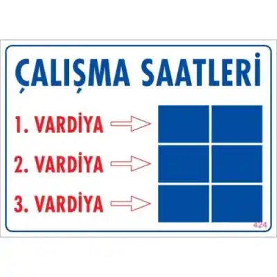 Pvc Levha Çalışma Saatleri 25X35 Cm