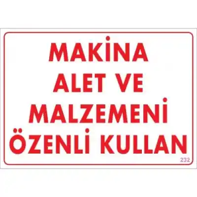 Pvc Levha Makina Alet ve Malzemeni Özenli Kullan 25X35 Cm