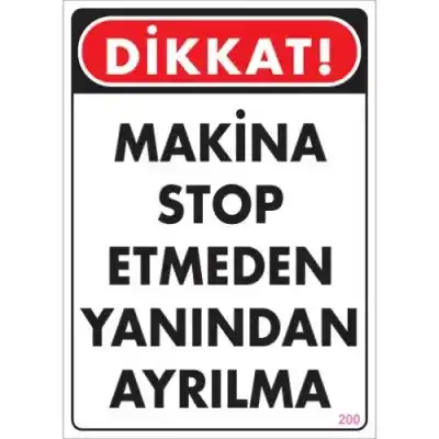 Pvc Levha Makina Stop Etmeden Yanından Ayrılma 25X35 Cm