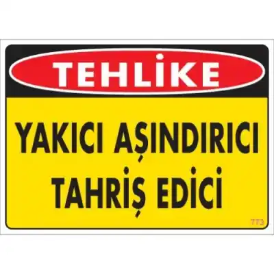 Pvc Levha Tehlike Yakıcı Aşındırıcı Tahriş Edici 25X35 Cm