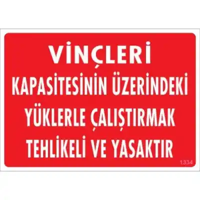 Pvc Levha Vinçleri Kapasitesinin Üzerindeki Yüklerle Çalıştırmak Tehlikeli ve Yasaktır 25*35 cm