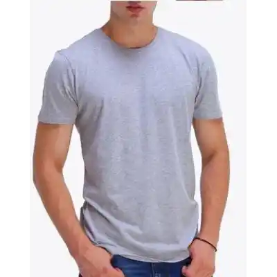 T-shirt Bisiklet Yaka Kısakol %100 Pamuk Cepli Gri