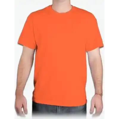 T-shirt Bisiklet Yaka Kısakol %100 Pamuk Cepli Turuncu