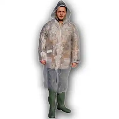 Yağmurluk Tek Kullanımlık Şeffaf Kapşonlu