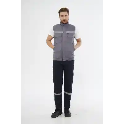 Yelek 7/7 Gabardin %100 Pamuk Kapitoneli Reflektörlü