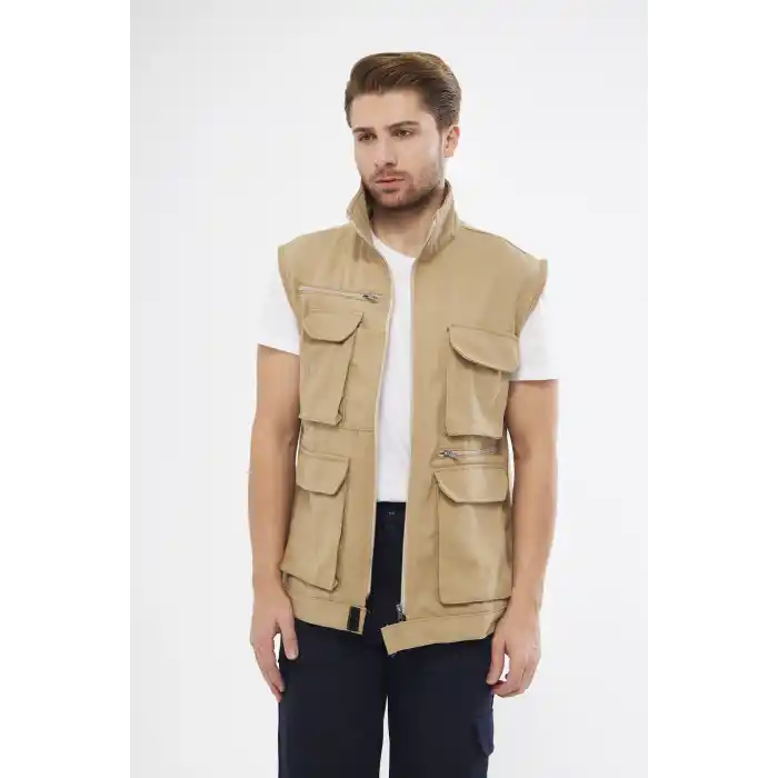 Çok Cepli Bej Yelek