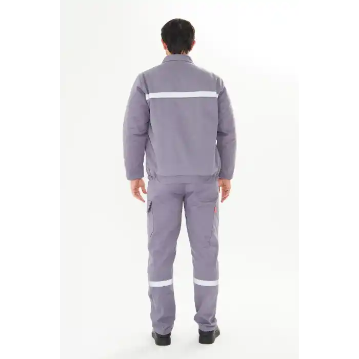 İş Takımı 7/7 Gabardin %100 Pamuk Kapitoneli Reflektörlü Kışlık Gri