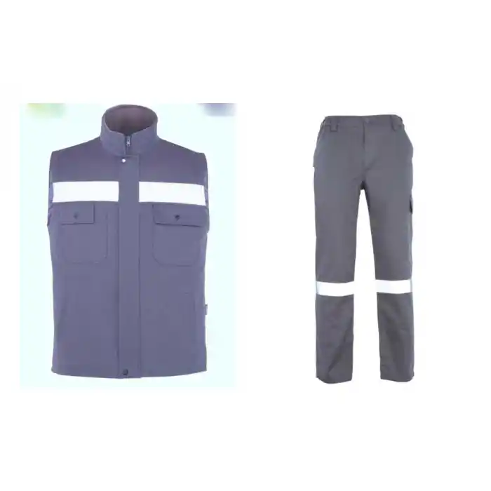 İş Takımı 7/7 Gabardin Gri %100 Pamuk Kapitoneli Reflektörlü Kışlık