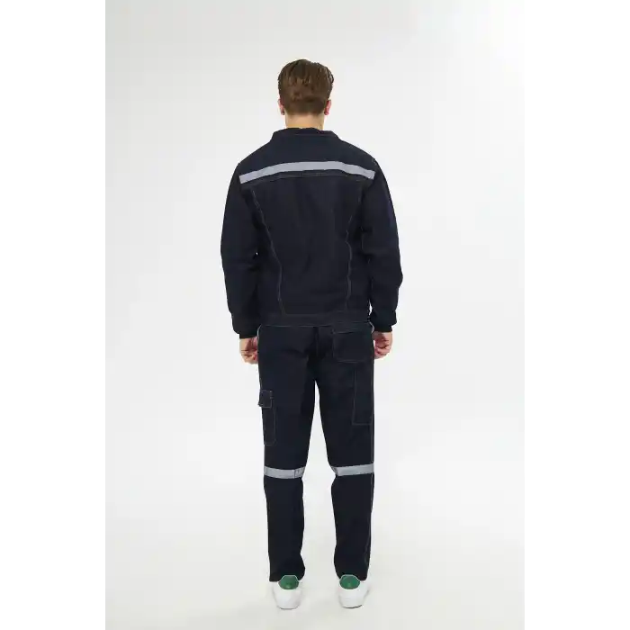 İş Takımı Kot Taşlanmış %100 Pamuk Kapitoneli Reflektörlü Kışlık