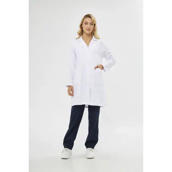 Mervem Bayan Beyaz İş Önlüğü Alpaka