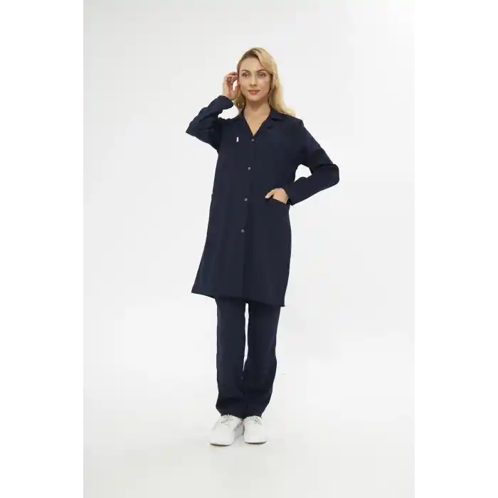 Mervem Bayan Lacivert İş Önlüğü Alpaka