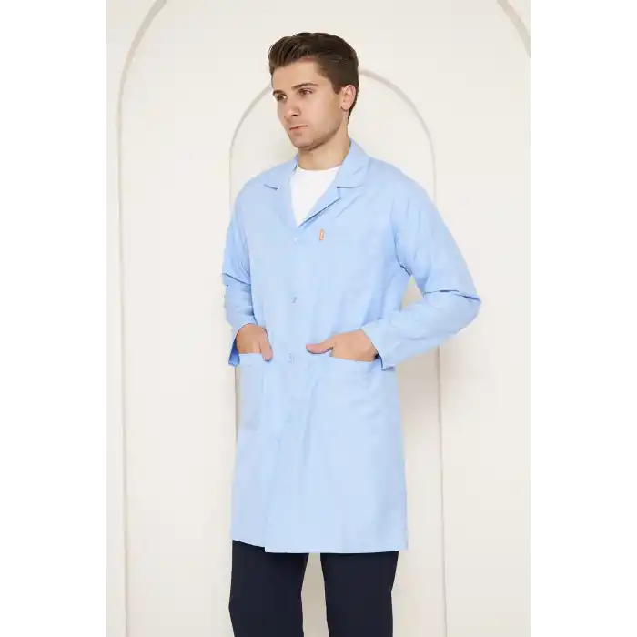 Mervem Erkek Açık Mavi İş Önlüğü Alpaka