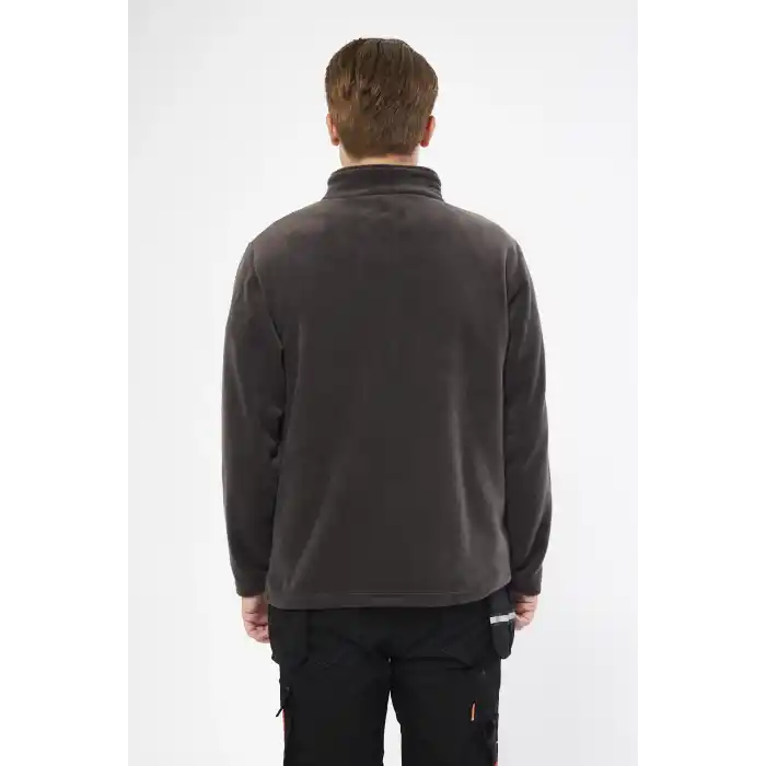 Mervem Gri Tam Fermuarlı 3 Cepli Polar