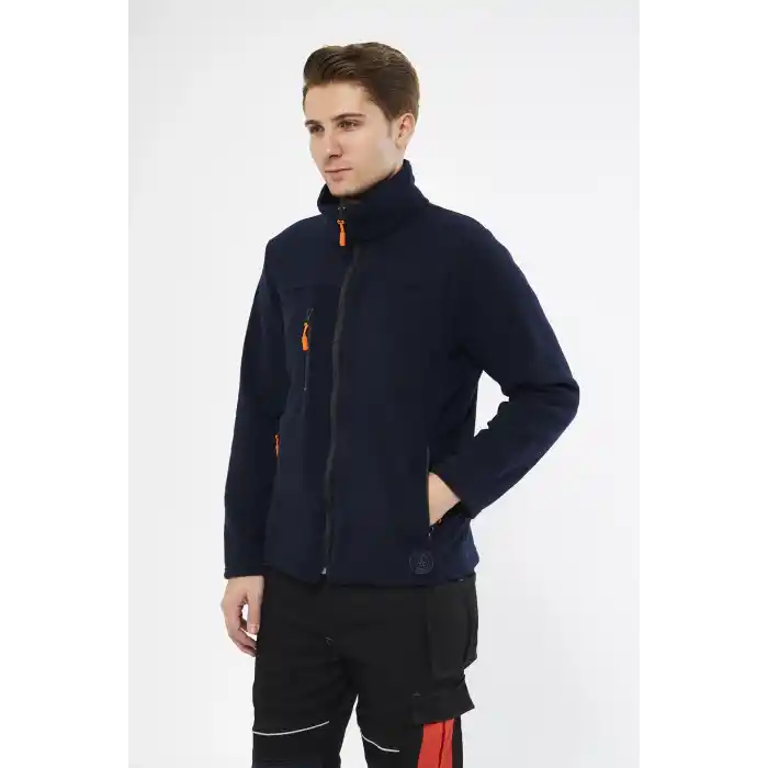 Mervem Lacivert Tam Fermuarlı 3 Cepli Polar