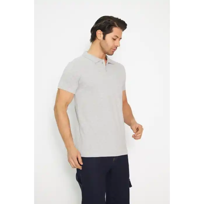 Mervem Pike T-Shirt Polo Yaka Gri