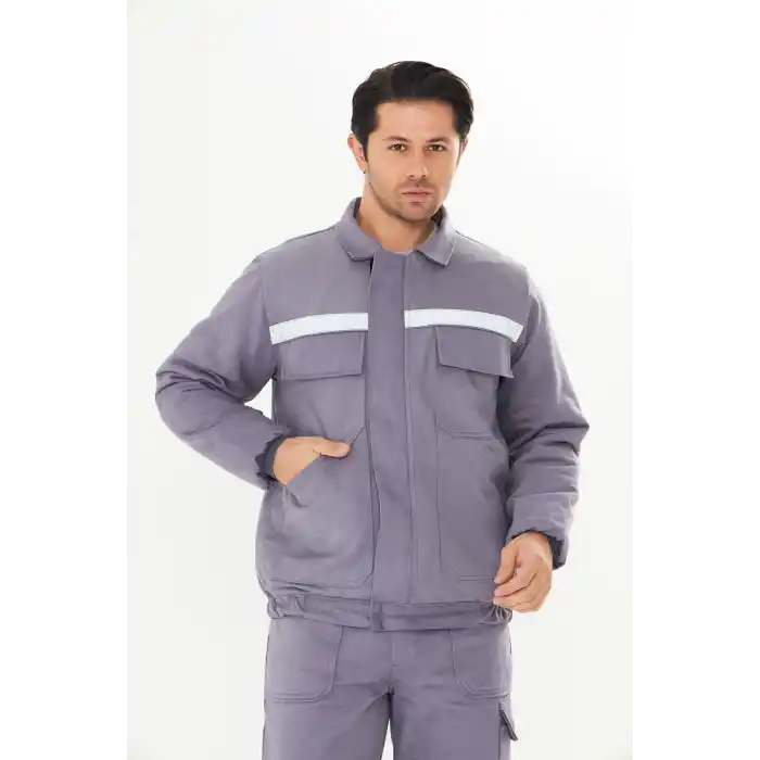 Mont 7/7 Gabardin %100 Pamuk Reflektörlü Kapitoneli Kışlık Gri