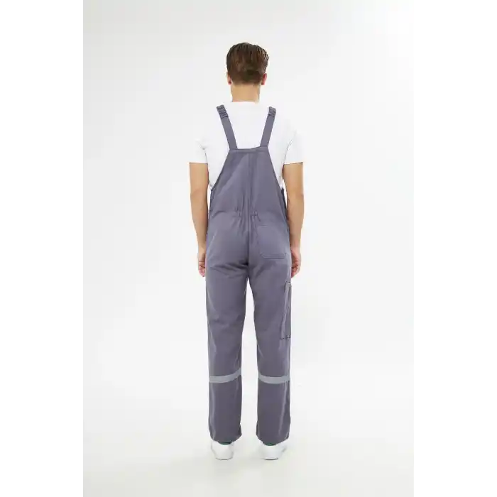 Orange Safety Bahçıvan İş Tulumu Reflektörlü %100 Pamuk Gri