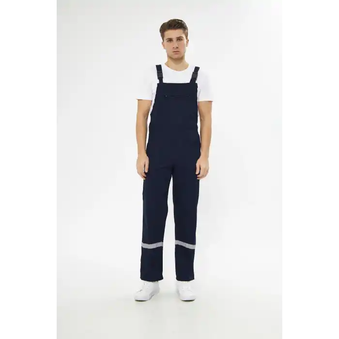 Orange Safety Bahçıvan İş Tulumu Reflektörlü %100 Pamuk Lacivert