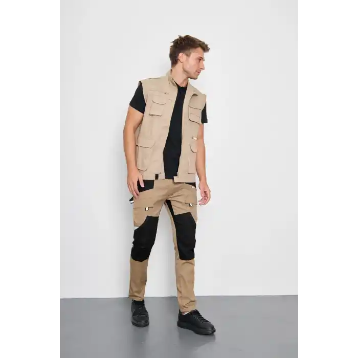 Orange Safety Bej Paris Harman Karışımı Yelek + Pantolon