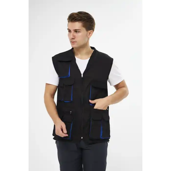 Orange Safety Çok Cepli Lacivert Yelek