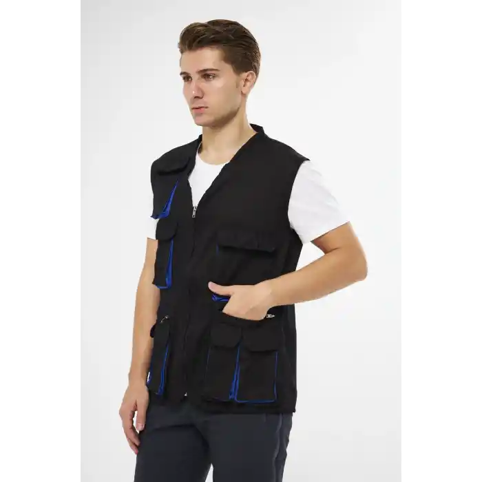 Orange Safety Çok Cepli Lacivert Yelek