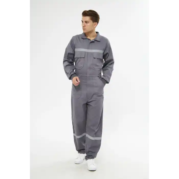 Orange Safety Gri Bütün  İş Tulumu 12/16 Gabardin