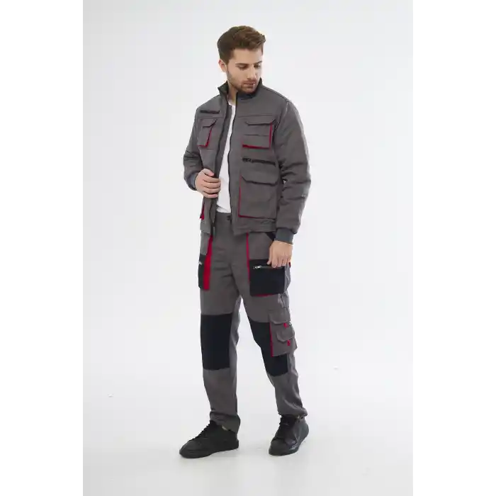 Orange Safety Gri Harman Karışımı Ceket