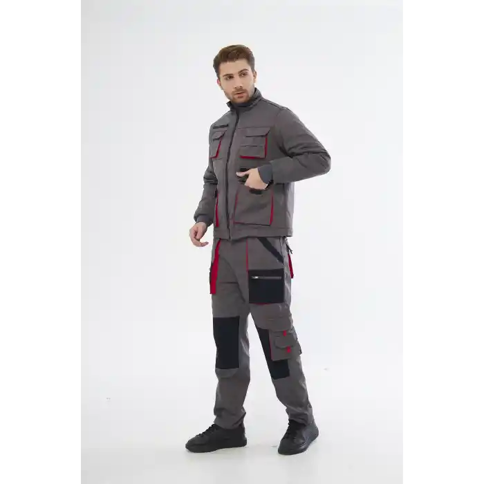 Orange Safety Gri Harman Karışımı Ceket Pantolon