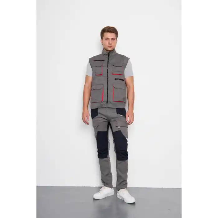 Orange Safety Gri Takım Berlin Harman Karışımı Yelek + Pantolon