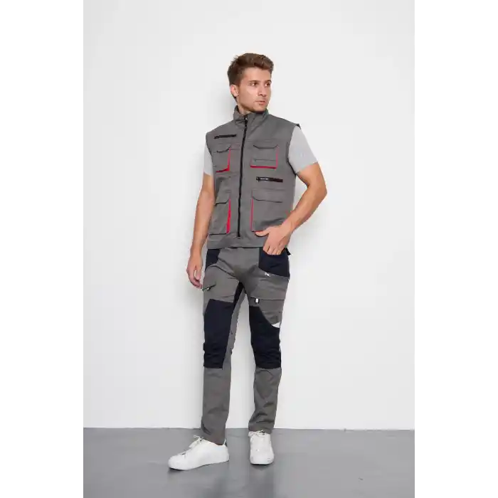 Orange Safety Gri Takım Berlin Harman Karışımı Yelek + Pantolon