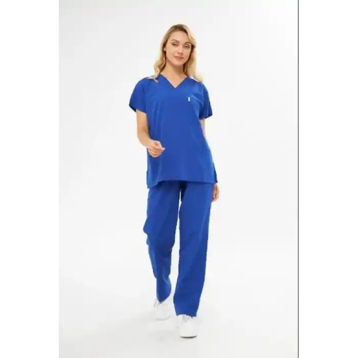 Orange Safety Hemşire Takım Tree Cotton Sax Mavi