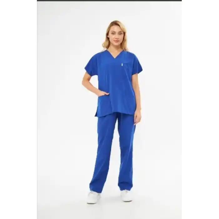 Orange Safety Hemşire Takım Tree Cotton Sax Mavi
